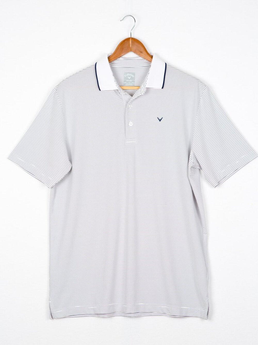 Callaway Golf Opti-Dri Striped Polo Shirt Short Sleeve White Blue M